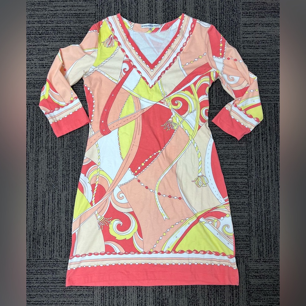 Barbara Gerwit V Neck 3/4 Sleeve Tshirt Dress - Size Medium